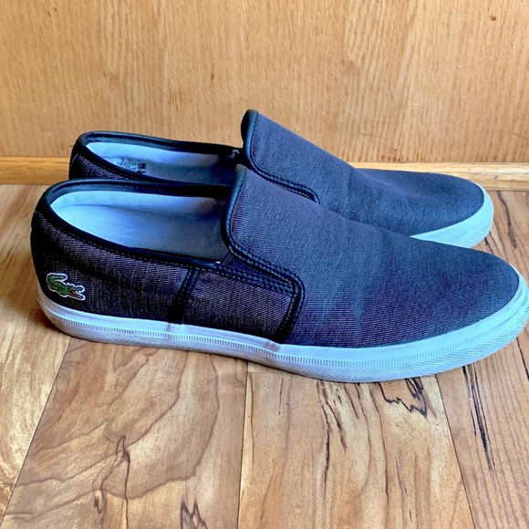Lacoste Other - Lacoste men’s size 42 EU black slip on sneakers vegan canvas shoes comfy VGUC
